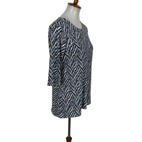 J Jill Small Blue Textured 34 Sleeve Tunic Top Casual Artsy Chic - Picture 3 of 6